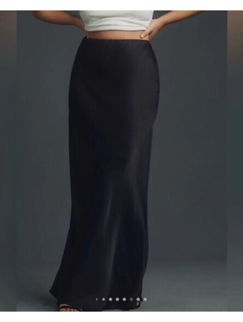 Anthropologie Tilda maxi slip skirt black satin Size Med